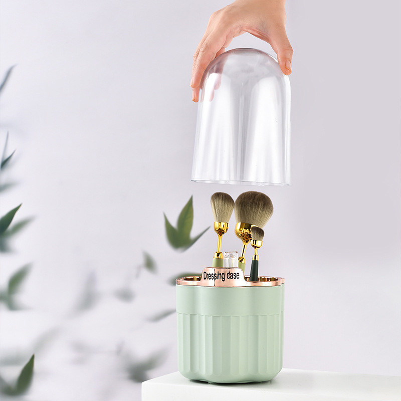 Ins rotējošs aplauzuma otu glāžu turētājs uzglabāšanas kastes organizators, daudzfunkcionāls darbvirsmas uzacu zīmuļa grima otiņas turētājs