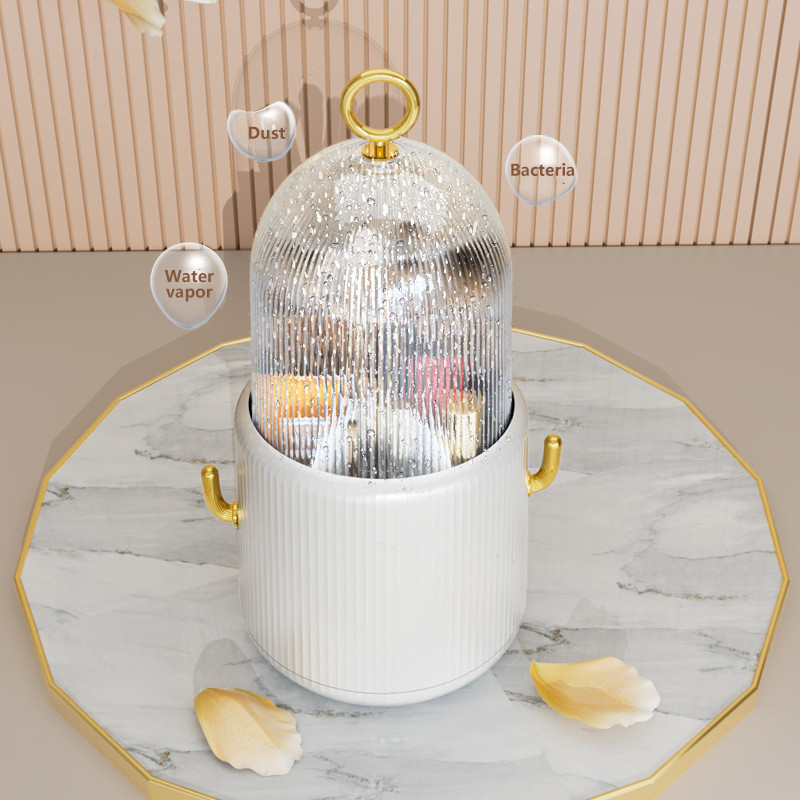 Ins rotējošs aplauzuma otu glāžu turētājs uzglabāšanas kastes organizators, daudzfunkcionāls darbvirsmas uzacu zīmuļa grima otiņas turētājs