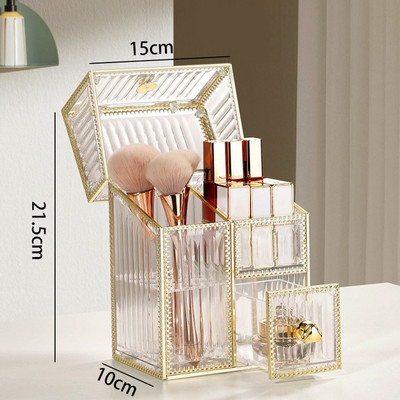 Ακρυλικό κιβώτιο οργάνωσης μακιγιάζ Κρυσταλλική θήκη αποθήκευσης καλλυντικών αδιάβροχη βούρτσα κραγιόν, ανθεκτική στη σκόνη, κοσμήματα Οργάνωση περιποίησης δέρματος