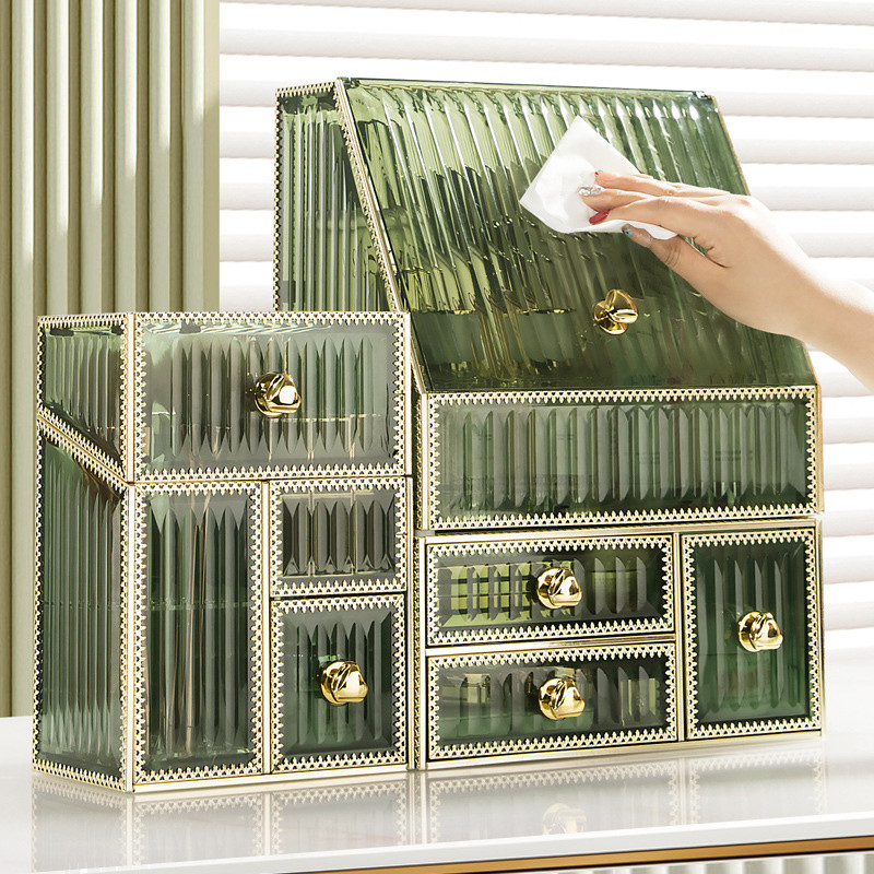 Ακρυλικό κιβώτιο οργάνωσης μακιγιάζ Κρυσταλλική θήκη αποθήκευσης καλλυντικών αδιάβροχη βούρτσα κραγιόν, ανθεκτική στη σκόνη, κοσμήματα Οργάνωση περιποίησης δέρματος