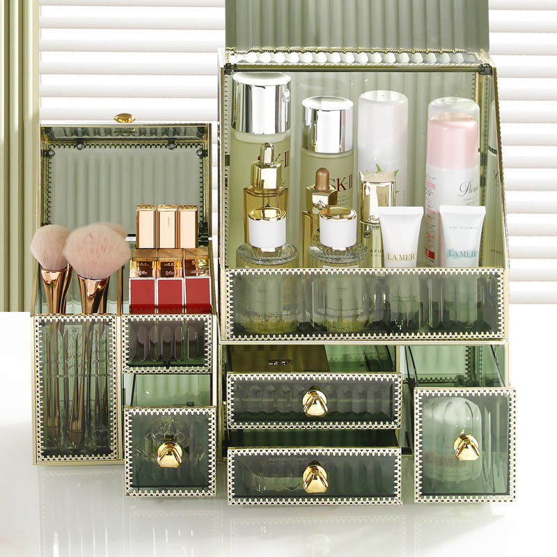 Ακρυλικό κιβώτιο οργάνωσης μακιγιάζ Κρυσταλλική θήκη αποθήκευσης καλλυντικών αδιάβροχη βούρτσα κραγιόν, ανθεκτική στη σκόνη, κοσμήματα Οργάνωση περιποίησης δέρματος