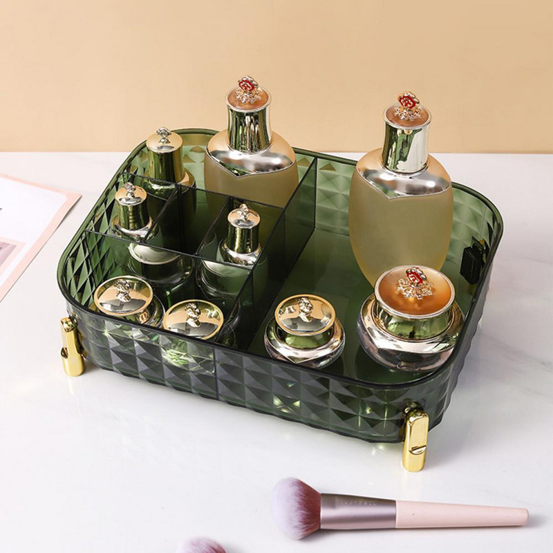 Lielas ietilpības Multi Grids Caurspīdīga uzglabāšanas kaste Daudzfunkcionāls ādas kopšanas līdzeklis Kosmētika organizators Mājsaimniecības piederumi