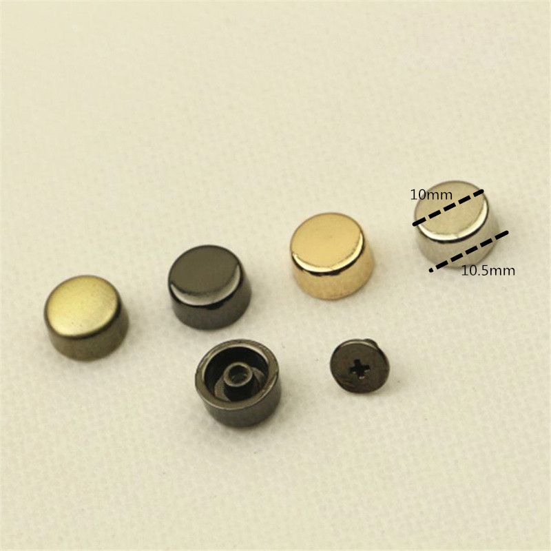 XUNZHE 20Gb 10mm Metāla apaļas plakanas dobas kniedes DIY roku darbs ādas somas dekorēšana apakšējā sprādze pēdas kniedes ādas skrūve