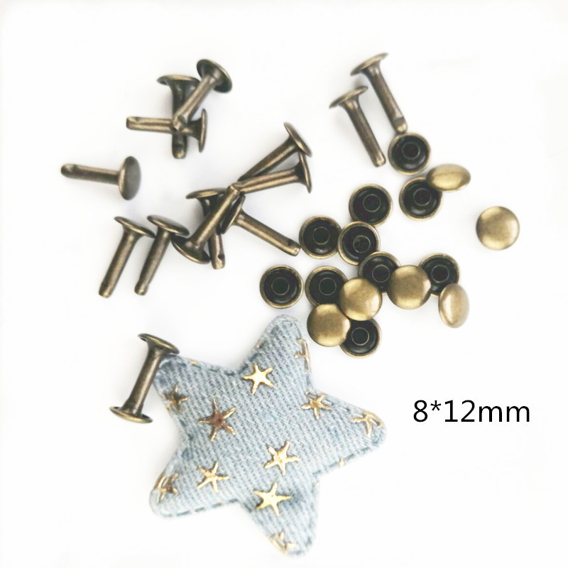 100 τμχ Μπρονζέ Μεταλλικό Διπλό Καπάκι Πλαϊνό Στρογγυλό Γρήγορο Πριτσίνι Δερμάτινη Ζώνη Πορτοφόλι Τσάντα Παπούτσια Ρούχα Διακοσμητικά DIY καρφί καρφί καρφί