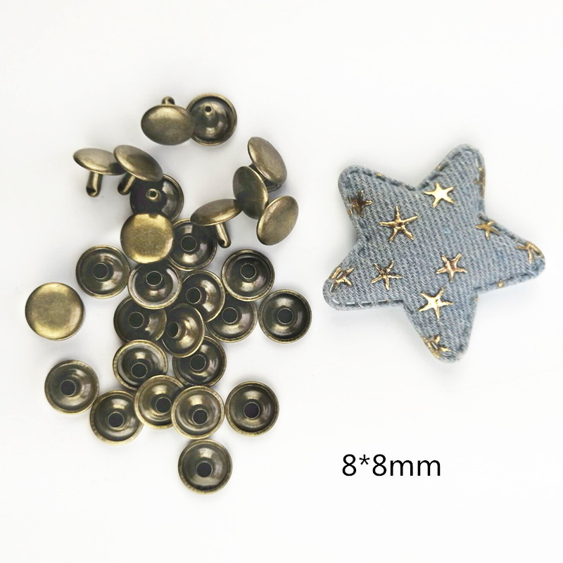 100 τμχ Μπρονζέ Μεταλλικό Διπλό Καπάκι Πλαϊνό Στρογγυλό Γρήγορο Πριτσίνι Δερμάτινη Ζώνη Πορτοφόλι Τσάντα Παπούτσια Ρούχα Διακοσμητικά DIY καρφί καρφί καρφί