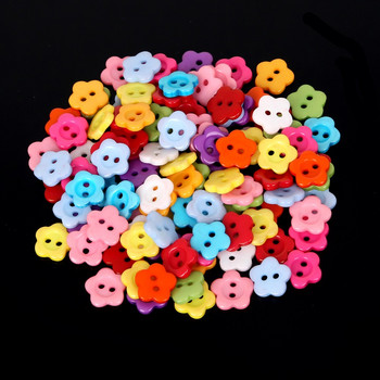 Παιδικά κουμπιά ραπτικής Πλαστικά ρούχα 10mm 50 τμχ Σχήμα λουλουδιών 2 τρυπών Τυχαίο μικτό χρώμα Αξεσουάρ ενδυμάτων Scrapbooking Χειροποίητο