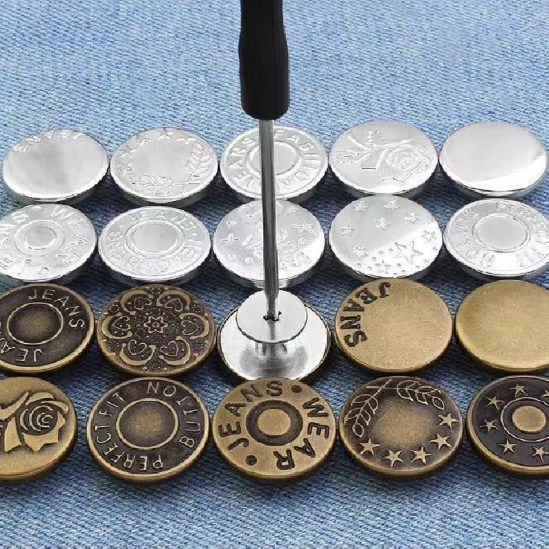 10 tk. Eemaldatav kruvistiilis nupp Kinnitus Püksinõel teksade jaoks Õmblusvabad nupud Reguleerige jakid Pandlad Õmblustarvikud