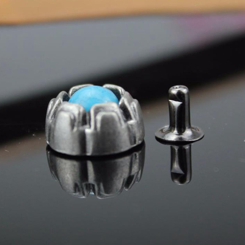 Mėlynas turkis dirbtinis brangakmenis, grybų kniedės, kepuraitės, skirtos krepšiui, kepuraitė, batų drabužiai, odiniai, papuošimai, pasidaryk pats, amatų reikmenys