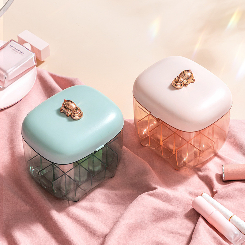 Aplauzuma organizatori Luksusa lūpu krāsu uzglabāšanas kaste, putekļu necaurlaidīga liela ietilpība galddatora kosmētikas tualetes galdiņš, daudzfunkcionāls sarkans plaukts