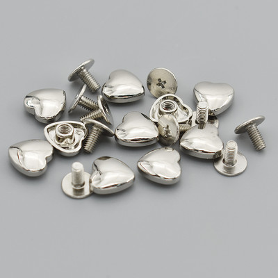 Nauji pristatomi 10 rinkinių Kniedės Smeigtukai Sraigtai Širdies formos Punk Dėmės Diržas „Pasidaryk pats“ odiniai amatų priedai