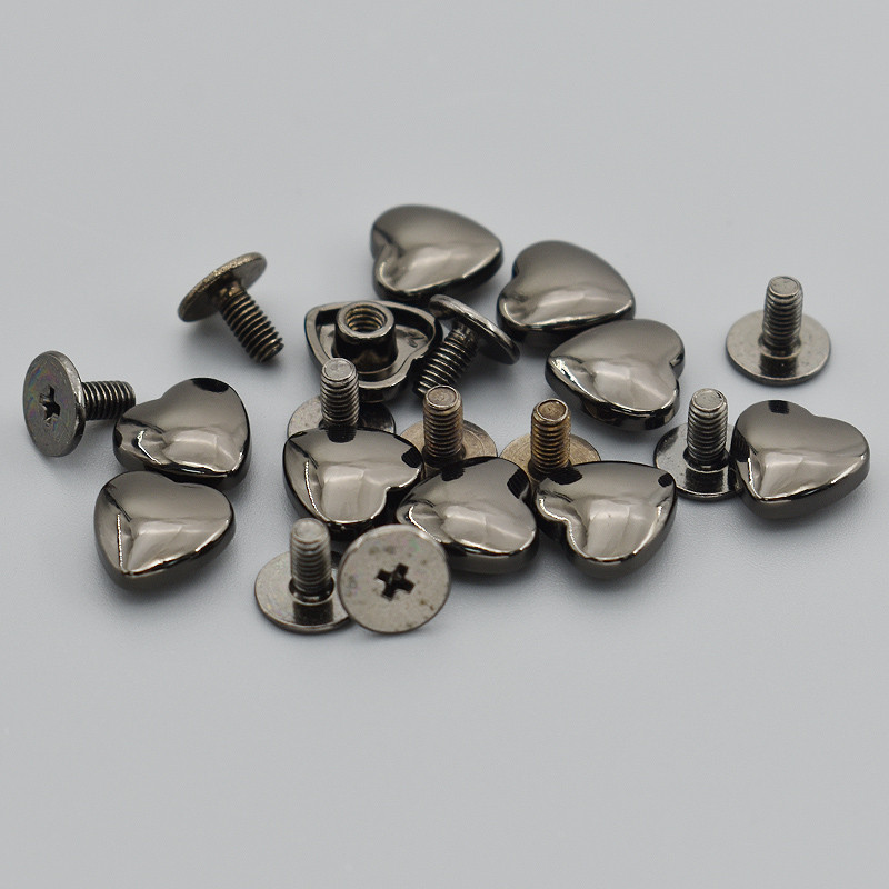 Nauji pristatomi 10 rinkinių Kniedės Smeigtukai Sraigtai Širdies formos Punk Dėmės Diržas „Pasidaryk pats“ odiniai amatų priedai