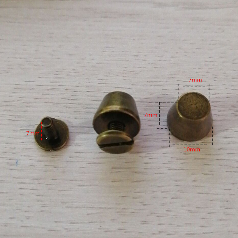 XUNZHE 10 vnt. kibiro kniedės „pasidaryk pats“ dengimo varžtas vario plokščia galvute kniedės mygtukas bagažo kojelė odiniai varžtai metaliniai spygliai drabužiams