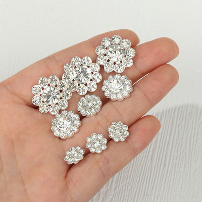 10Pcs New Shining Rhinestone Buttons Shirt Sewn Buttons DIY Crafts Scrapbook Decoration For Home Handmade Tools Accessories