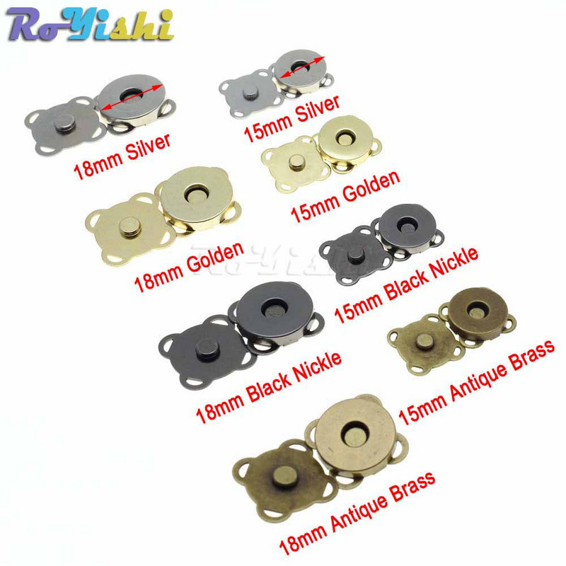 Metāla Magnētiski Spraudītes Pogas Rokassomu Maks Maks Amatniecības Somas Daļas Aksesuāri 15mm 18mm 4 Krāsas