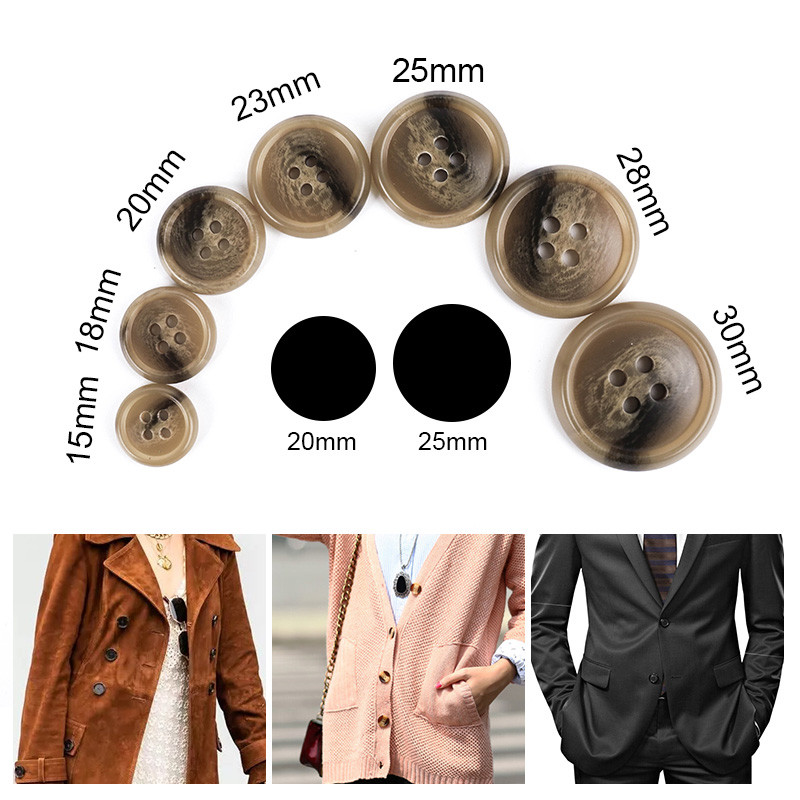 Jauni 20gab Sveķi 4 caurumi Pogas Šūšanas piederumi Izmērs Komplekts apģērbam Dekoratīvās plastmasas pogas Roku darbs DIY