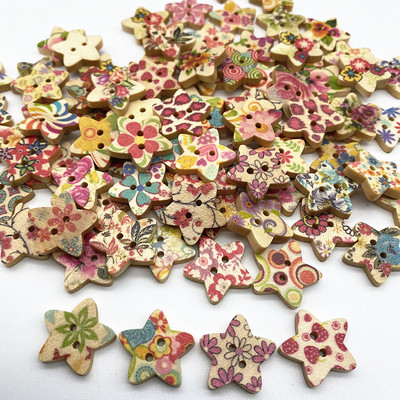 30 buc Buton de dragoste stea din lemn cu cinci colțuri DIY Handmade Scrapbook Decorare nuntă Accesorii de cusut