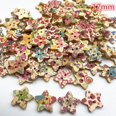 30 gab. Koka piecstaru zvaigžņu mīlestības poga DIY, rokām darināts albums kāzu dekorēšanai, šūšanas piederumi