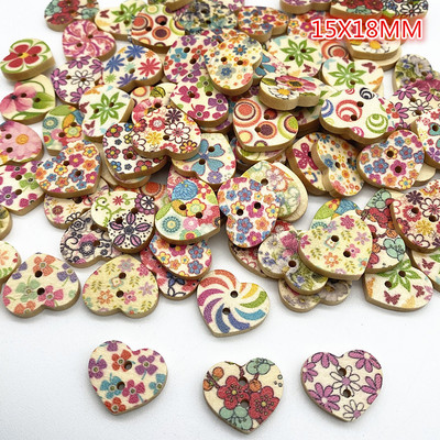 30 gab. Koka piecstaru zvaigžņu mīlestības poga DIY, rokām darināts albums kāzu dekorēšanai, šūšanas piederumi