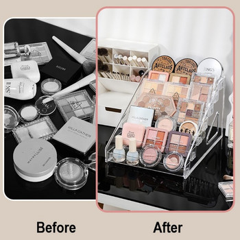 Διαφανής ακρυλική παλέτα ματιών 7 επιπέδων Makeup Organizer Perfume Nail Polish Lipstick Vanity Holder Eyeshadow Rack Display