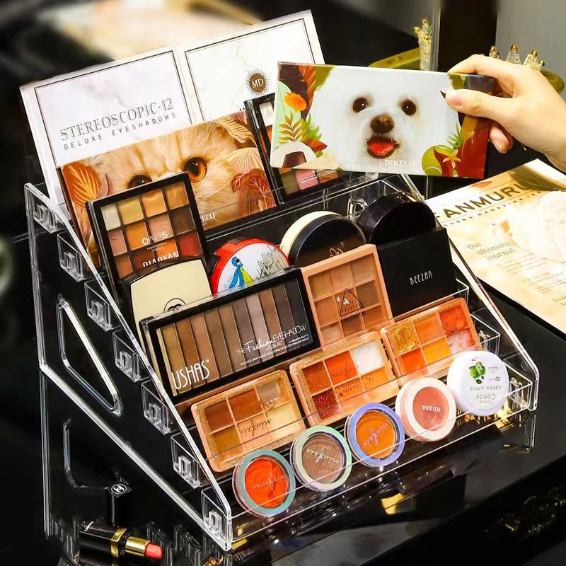 7 līmeņu caurspīdīga akrila acu ēnu paletes grima organizators smaržu nagu laka lūpu krāsa tualetes turētāja acu ēnu displeja statīvs