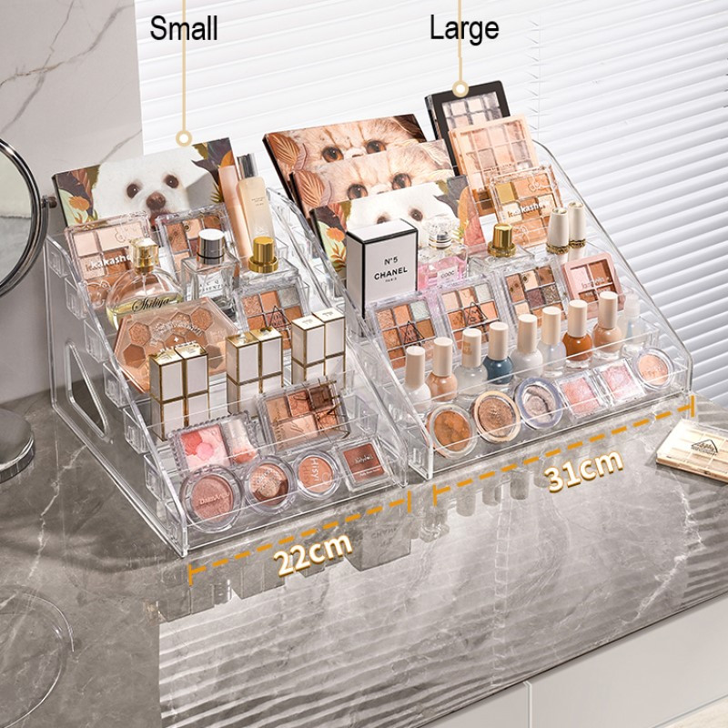 7 līmeņu caurspīdīga akrila acu ēnu paletes grima organizators smaržu nagu laka lūpu krāsa tualetes turētāja acu ēnu displeja statīvs