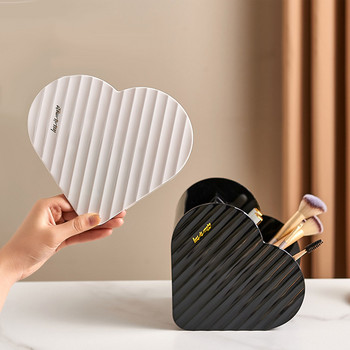 Държач за четки за грим във формата на сърце Преносим настолен органайзер за грим Кутия за съхранение на козметика Инструменти за грим Контейнер за бижута