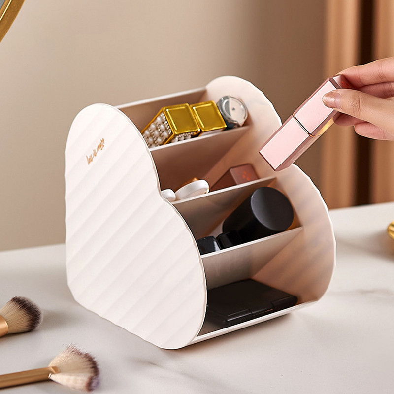 Θήκη για πινέλα μακιγιάζ σε σχήμα καρδιάς Φορητή συσκευή επιτραπέζιου μακιγιάζ Κουτί αποθήκευσης καλλυντικών Εργαλεία μακιγιάζ Δοχείο κοσμημάτων