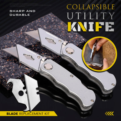 Collapsible Utility Knife Set Stainless steel Knife for Cutting Box Paper Electric Cable Quick-Change Blade Knife Dropshipping