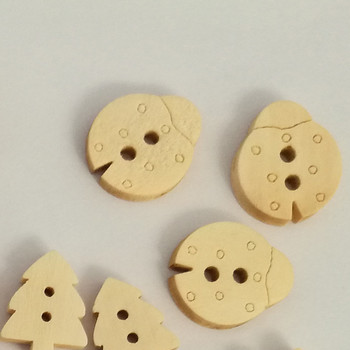 100PCS Естествен цвят Сладък анимационен дървен бутон за деца Шиене на копчета Аксесоари за дрехи Дървени занаяти Декорация Направи си сам