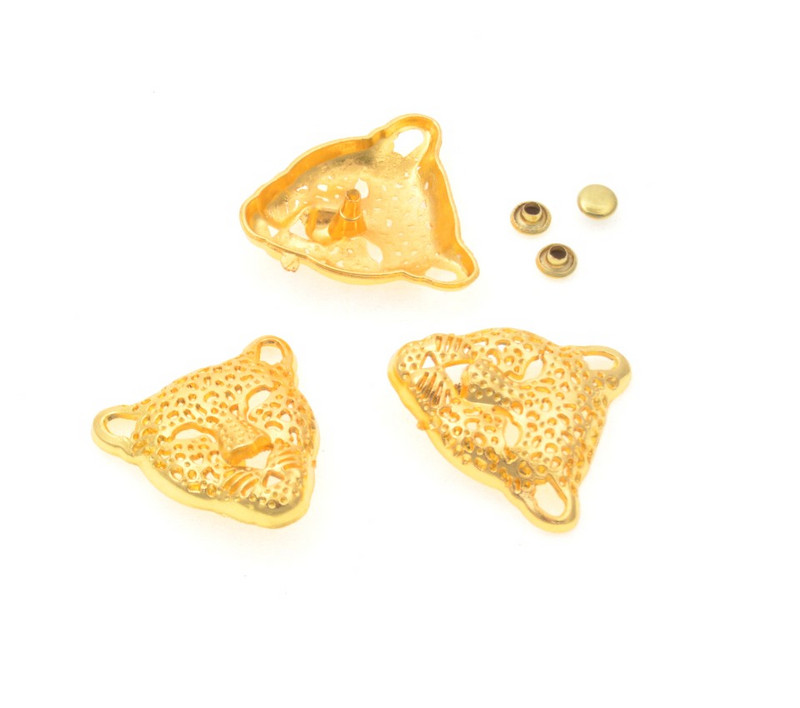 MIAOCHI -10 rinkiniai Sidabrinio atspalvio/aukso spalvos Leopardo galvutės kniedės dėmės 3,6x3,5 cm 7x3,5 mm maišelis odiniai drabužiai