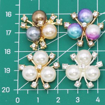 10 бр. Цветни перлени кристални копчета за изработка на скъпоценни камъни с плосък гръб Декоративни копчета Сплав от диамантен кристален лък Аксесоари за бижута