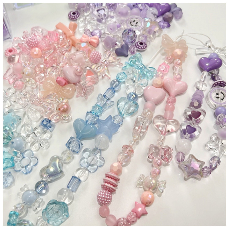 10/30g 8 στυλ ακρυλικές χάντρες Smile Heart Bow Flower Loose Beads For DIY χειροποίητο βραχιόλι με αλυσίδα τηλεφώνου Αξεσουάρ κατασκευής κοσμημάτων