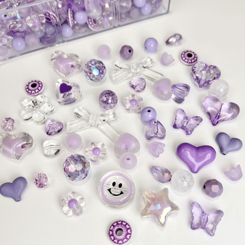 10/30g 8 στυλ ακρυλικές χάντρες Smile Heart Bow Flower Loose Beads For DIY χειροποίητο βραχιόλι με αλυσίδα τηλεφώνου Αξεσουάρ κατασκευής κοσμημάτων