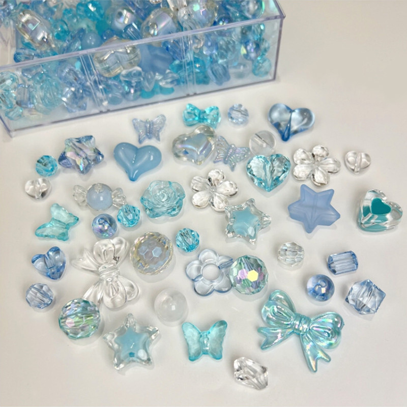 10/30g 8 στυλ ακρυλικές χάντρες Smile Heart Bow Flower Loose Beads For DIY χειροποίητο βραχιόλι με αλυσίδα τηλεφώνου Αξεσουάρ κατασκευής κοσμημάτων