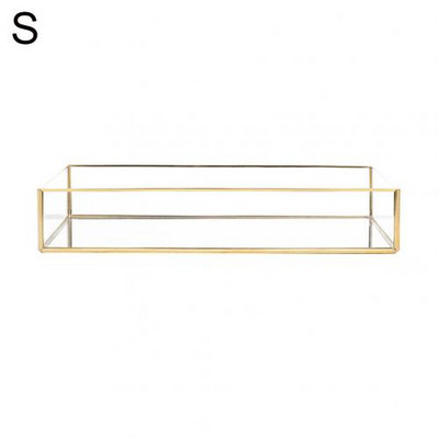 Nordic Retro uzglabāšanas paplāte zelta taisnstūra stikla aplauzums organizators paplāte deserta šķīvis grims rotaslietas displejs Mājas virtuves dekors