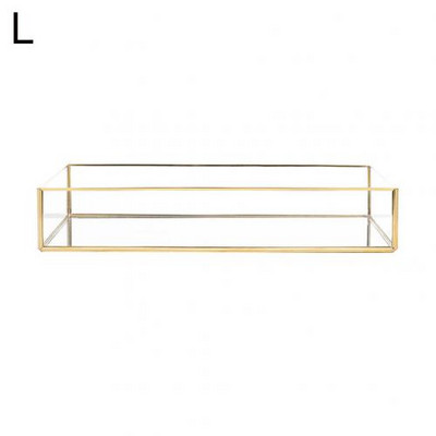 Nordic Retro uzglabāšanas paplāte zelta taisnstūra stikla aplauzums organizators paplāte deserta šķīvis grims rotaslietas displejs Mājas virtuves dekors