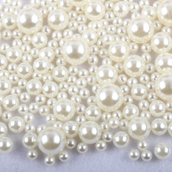 10g No Hole Imitation Pearl Beads Random Mix 3-10mm Στρογγυλή χάντρα ABS For Needlework DIY Crafts Jewelry Making Decor E0614