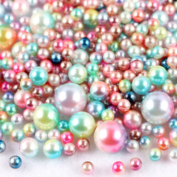 10g No Hole Imitation Pearl Beads Random Mix 3-10mm Στρογγυλή χάντρα ABS For Needlework DIY Crafts Jewelry Making Decor E0614