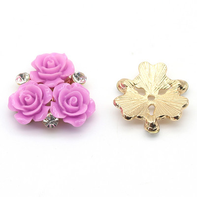 10ΤΜ/Παρτίδα 26mm Ροζ στρας Μεταλλικό Flatback Κουμπί Ραπτικής για Ρούχα Γάμου Diy Manualidades Hair Accessories Διακοσμητικά