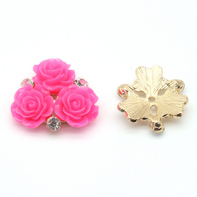 10ΤΜ/Παρτίδα 26mm Ροζ στρας Μεταλλικό Flatback Κουμπί Ραπτικής για Ρούχα Γάμου Diy Manualidades Hair Accessories Διακοσμητικά