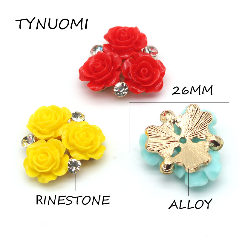 10ΤΜ/Παρτίδα 26mm Ροζ στρας Μεταλλικό Flatback Κουμπί Ραπτικής για Ρούχα Γάμου Diy Manualidades Hair Accessories Διακοσμητικά