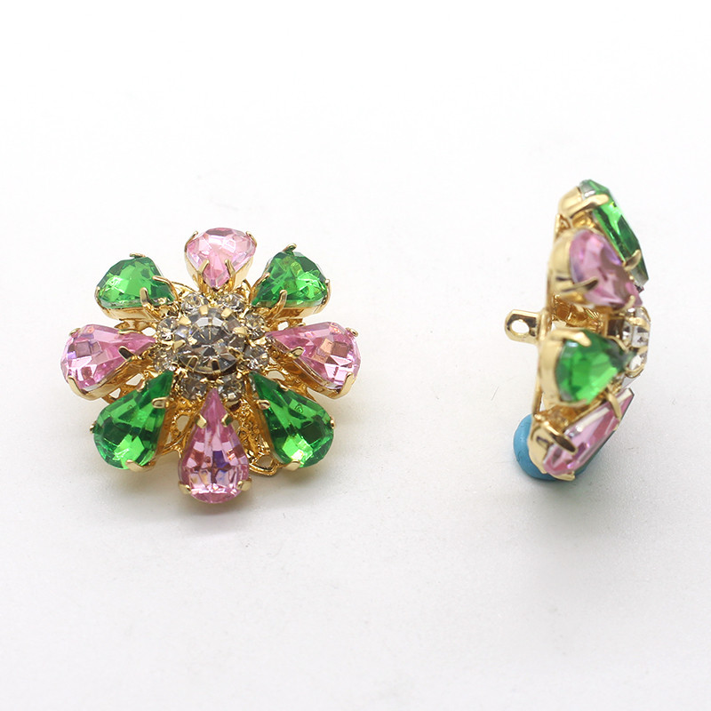 Radošums Sēnes galvas poga Smalkas 5 gab strass metāla pogas Skaisti svārki Kristāla apģērbu šūšanas piederumi