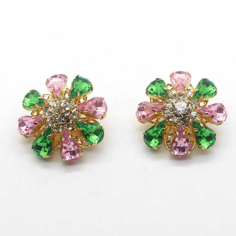 Radošums Sēnes galvas poga Smalkas 5 gab strass metāla pogas Skaisti svārki Kristāla apģērbu šūšanas piederumi