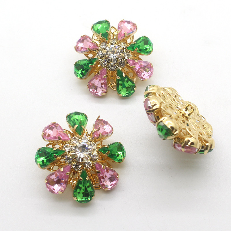 Radošums Sēnes galvas poga Smalkas 5 gab strass metāla pogas Skaisti svārki Kristāla apģērbu šūšanas piederumi