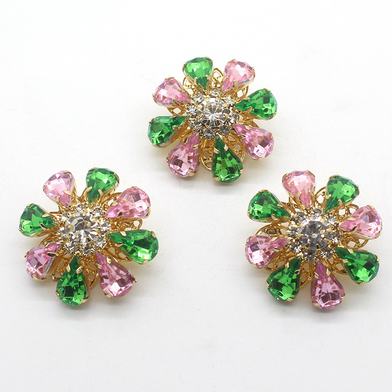 Radošums Sēnes galvas poga Smalkas 5 gab strass metāla pogas Skaisti svārki Kristāla apģērbu šūšanas piederumi