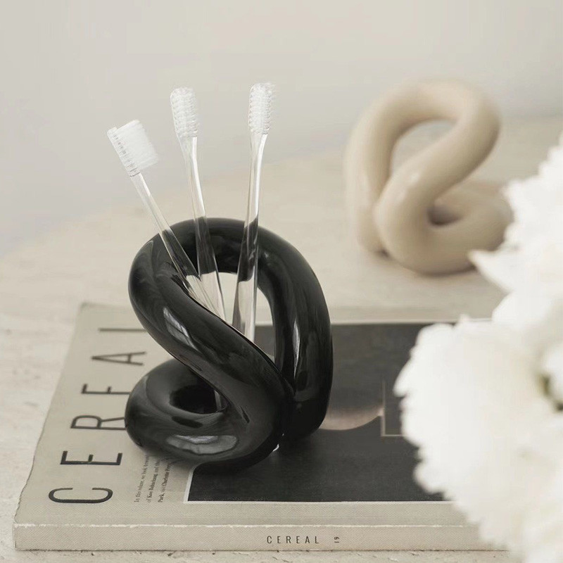 Κεραμική βάση οδοντόβουρτσας Δημιουργική βάση αποθήκευσης μπάνιου Εργαλείο θήκης για βούρτσα καλλυντικών μακιγιάζ Χαρακτηριστικά αξεσουάρ διακόσμησης σπιτιού