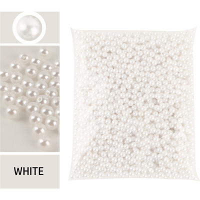 1000 de articole, 3-10 mm, formă rotundă, margele perle ABS pentru mărgele margele spațiale de producție din plastic DIY, lipire manuală