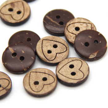 HENGC 13 мм кафяво сърце естествено дърво кокосови копчета за деца скрапбукинг деца Направи си сам занаяти декоративни аксесоари на едро