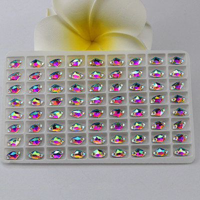 Cirvja formas kristāla šūšana uz rhinestone flatback kristāla 3256 Galactic Sew-on Stone izmērs 5*10 9*14 12*19 16*27 kāzu kleitai