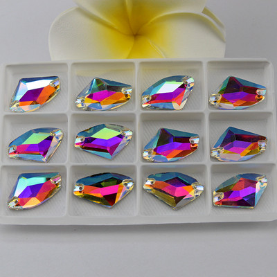 Cirvja formas kristāla šūšana uz rhinestone flatback kristāla 3256 Galactic Sew-on Stone izmērs 5*10 9*14 12*19 16*27 kāzu kleitai